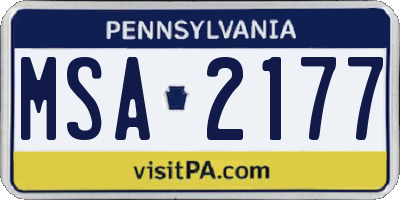 PA license plate MSA2177