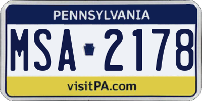 PA license plate MSA2178