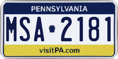 PA license plate MSA2181