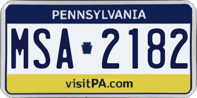 PA license plate MSA2182