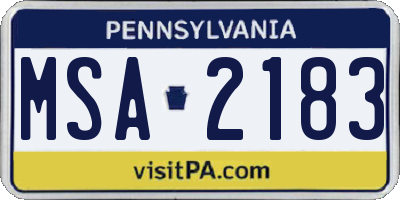 PA license plate MSA2183