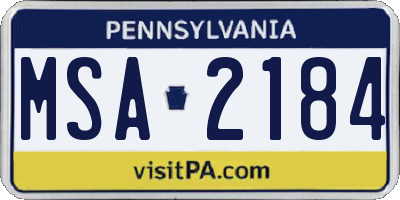 PA license plate MSA2184