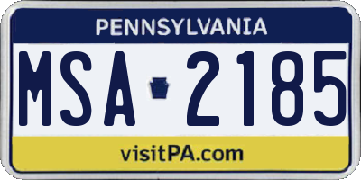 PA license plate MSA2185