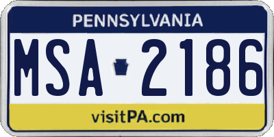 PA license plate MSA2186