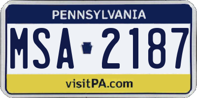 PA license plate MSA2187