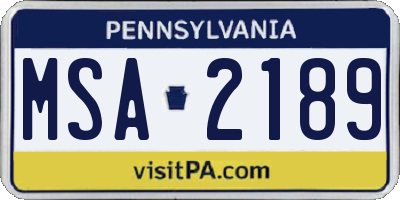 PA license plate MSA2189