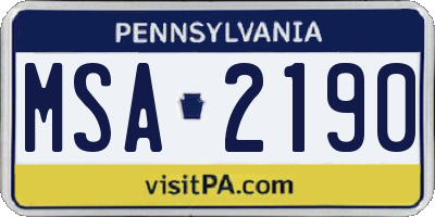 PA license plate MSA2190