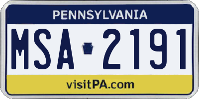 PA license plate MSA2191