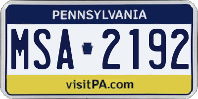 PA license plate MSA2192