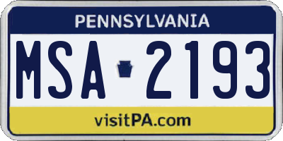 PA license plate MSA2193