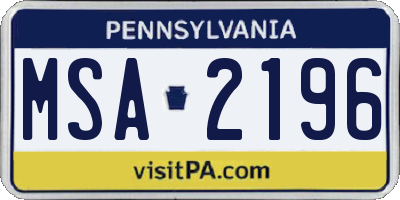 PA license plate MSA2196