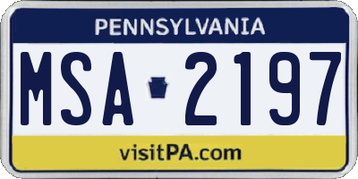 PA license plate MSA2197