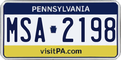 PA license plate MSA2198