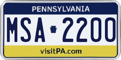 PA license plate MSA2200