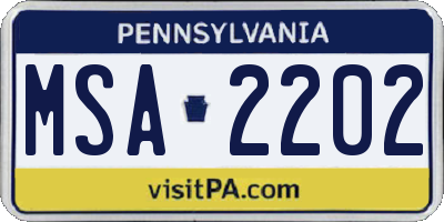 PA license plate MSA2202