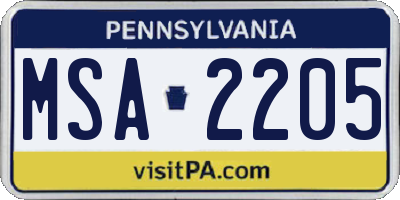 PA license plate MSA2205