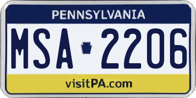 PA license plate MSA2206