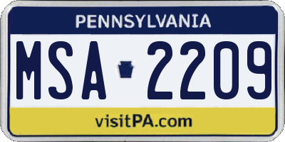 PA license plate MSA2209