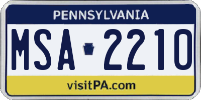 PA license plate MSA2210