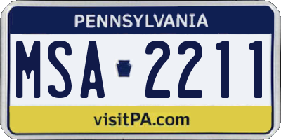 PA license plate MSA2211