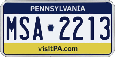 PA license plate MSA2213