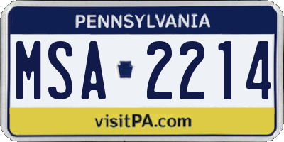 PA license plate MSA2214