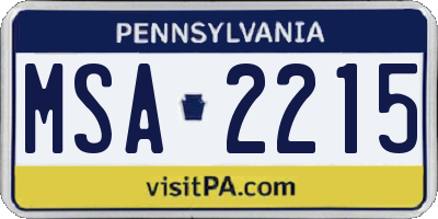 PA license plate MSA2215