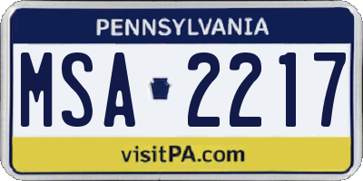 PA license plate MSA2217