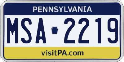 PA license plate MSA2219