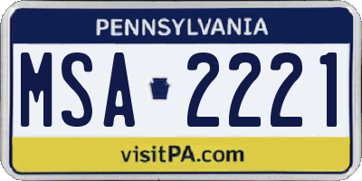 PA license plate MSA2221