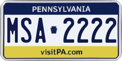 PA license plate MSA2222