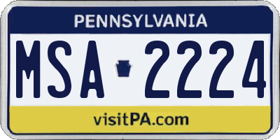 PA license plate MSA2224