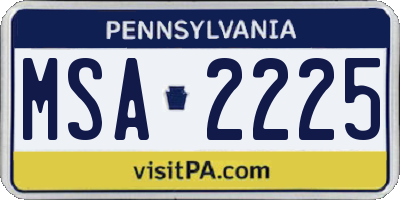 PA license plate MSA2225