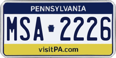 PA license plate MSA2226