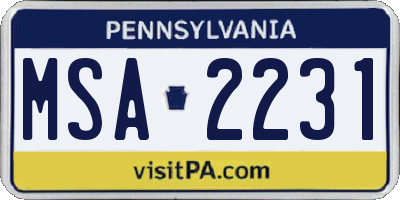 PA license plate MSA2231