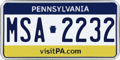 PA license plate MSA2232