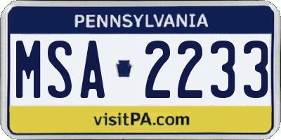 PA license plate MSA2233
