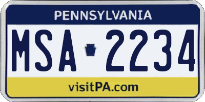 PA license plate MSA2234