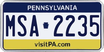 PA license plate MSA2235