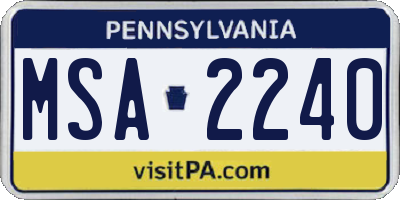PA license plate MSA2240