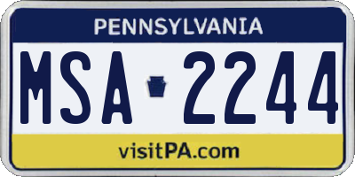 PA license plate MSA2244