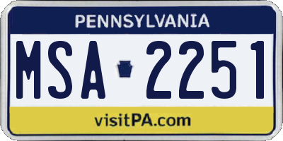 PA license plate MSA2251