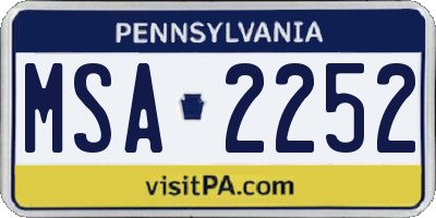 PA license plate MSA2252