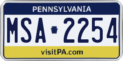 PA license plate MSA2254