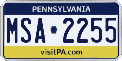 PA license plate MSA2255