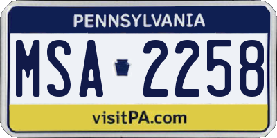 PA license plate MSA2258