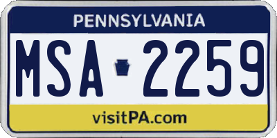 PA license plate MSA2259