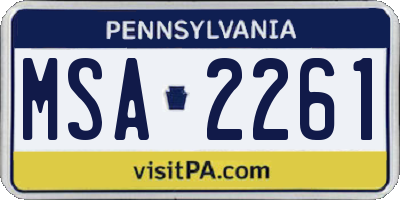 PA license plate MSA2261