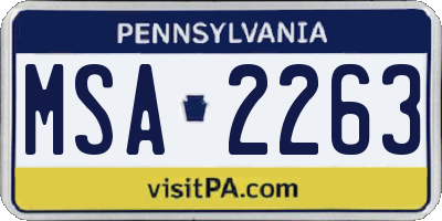 PA license plate MSA2263