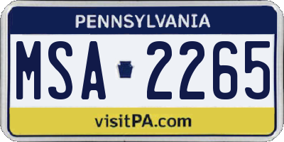 PA license plate MSA2265